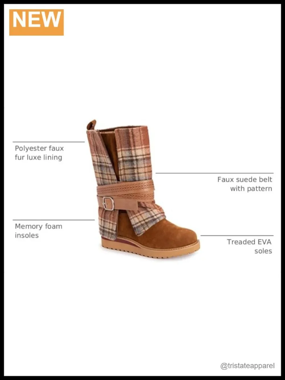 Women's Mid-Calf Pull-On Boots Faux Suede Faux Fur Lining Memory Foam